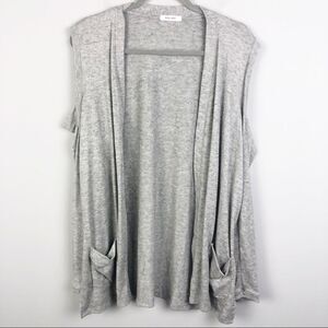 MOD REF | Cold Shoulder Cardigan Open Front Gray L